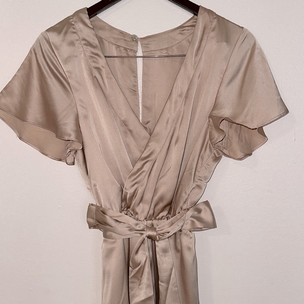 Show Me Your Mumu - Say I Do romper - large - champagne Luxe satin pajamas NWOT - Picture 7 of 16